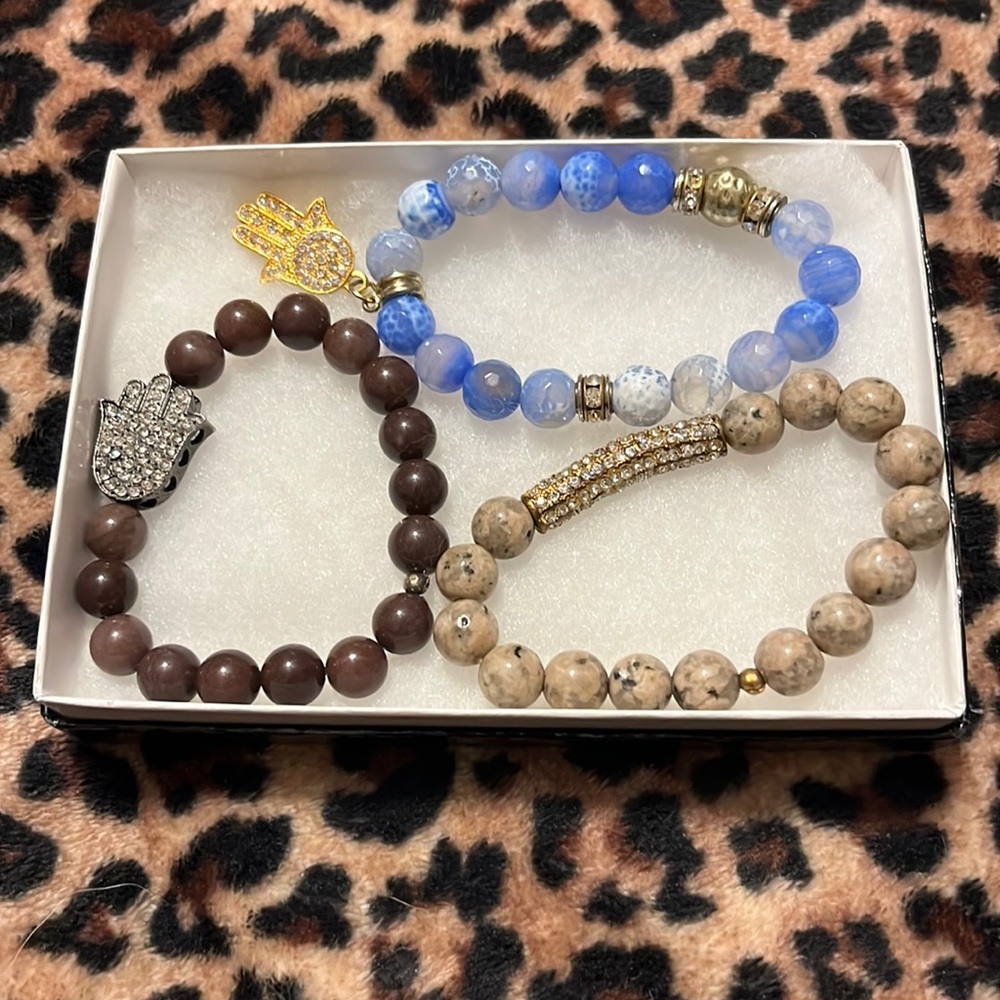 3 beaded bracelets